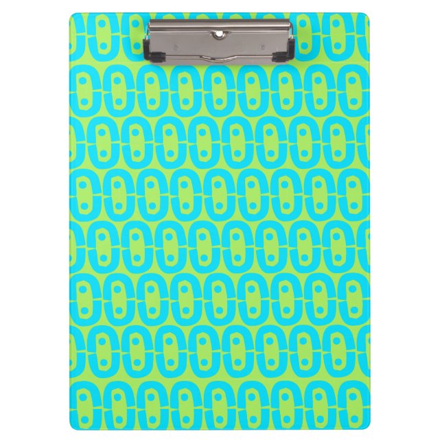 Turquoise and Lime Green Geometric Pattern Clipboard (Front)