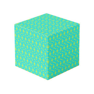Turquoise and Lime Green Geometric Pattern Cube