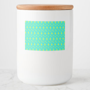 Turquoise and Lime Green Geometric Pattern Food Label