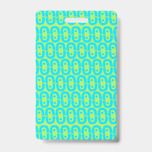 Turquoise and Lime Green Geometric Pattern ID Badge