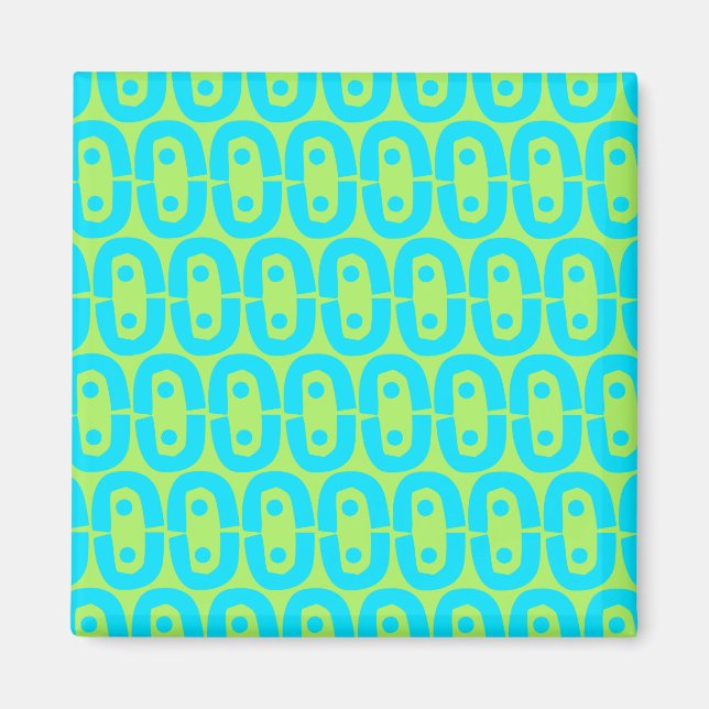 Turquoise and Lime Green Geometric Pattern Magnet (Front)