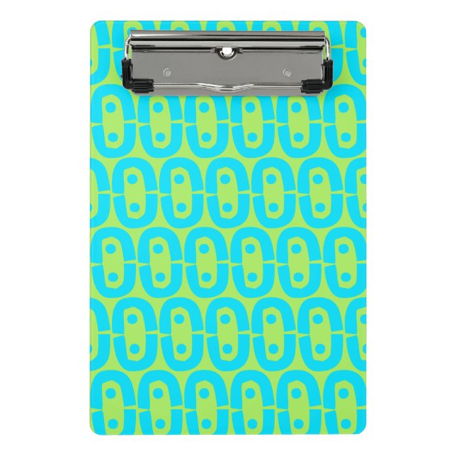 Turquoise and Lime Green Geometric Pattern Mini Clipboard (Front)