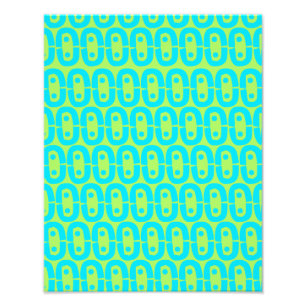 Turquoise and Lime Green Geometric Pattern Photo Print