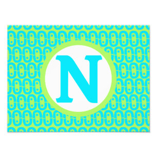 Turquoise and Lime Green Geometric Pattern Photo Print