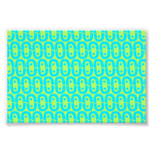 Turquoise and Lime Green Geometric Pattern Photo Print