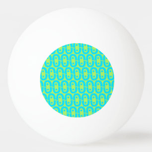 Turquoise and Lime Green Geometric Pattern Ping Pong Ball
