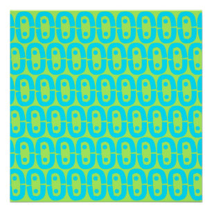 Turquoise and Lime Green Geometric Pattern Poster