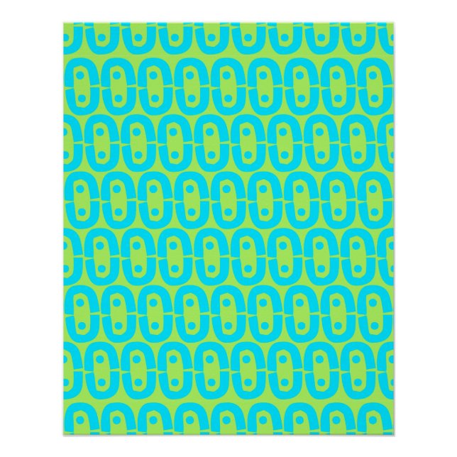 Turquoise and Lime Green Geometric Pattern Poster (Front)