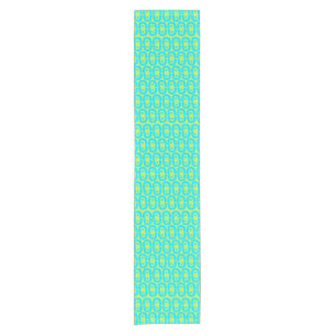 Turquoise and Lime Green Geometric Pattern Short Table Runner