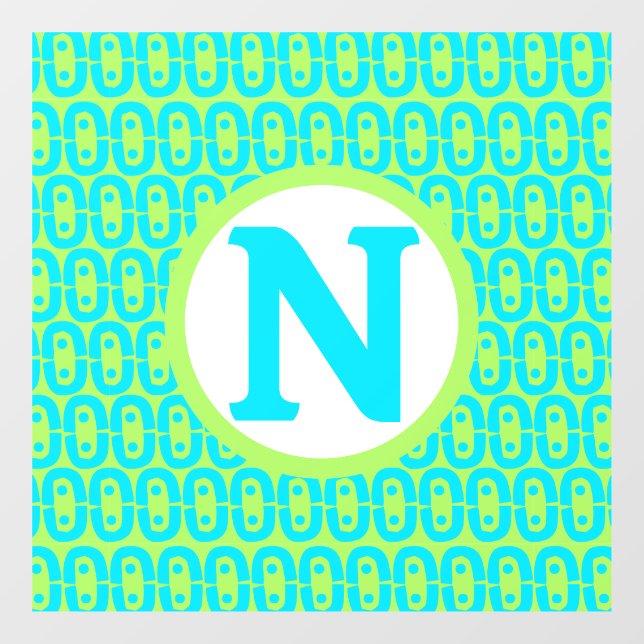 Turquoise and Lime Green Geometric Pattern Window Cling (Sheet)