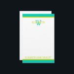 Turquoise and Lime Green Monogram Stationery<br><div class="desc">This cute monogram stationery features a frame of turquoise and bright lime green with a matching turquoise and green monogram that you can personalise with your choice of name and initial.</div>