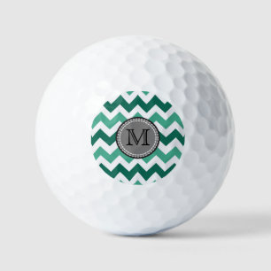 Turquoise and Mint Chevron Zigzag Monogram Golf Balls