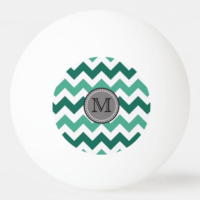 Turquoise and Mint Chevron Zigzag Monogram Ping Pong Ball (Front)