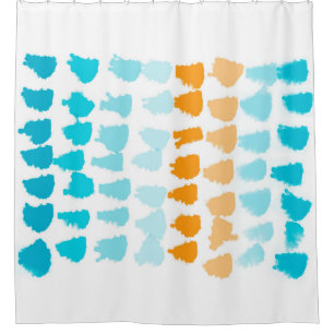 turquoise and orange abstract paint stroke pattern shower curtain