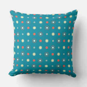 Turquoise and orange Dots Cushion