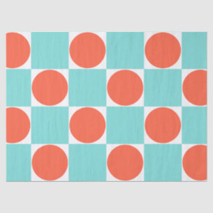 Turquoise and Orange Modern Geometric Tile Pattern Tissue Paper