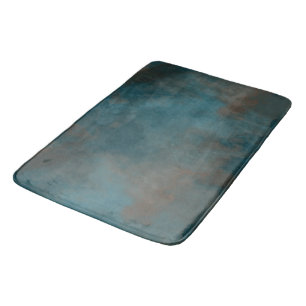 Turquoise and Peach Marble abstract Bath Mat