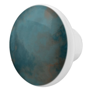 Turquoise and Peach Marble abstract Ceramic Knob