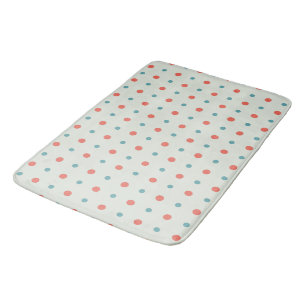 Turquoise and peachy orange Dots Bath Mat