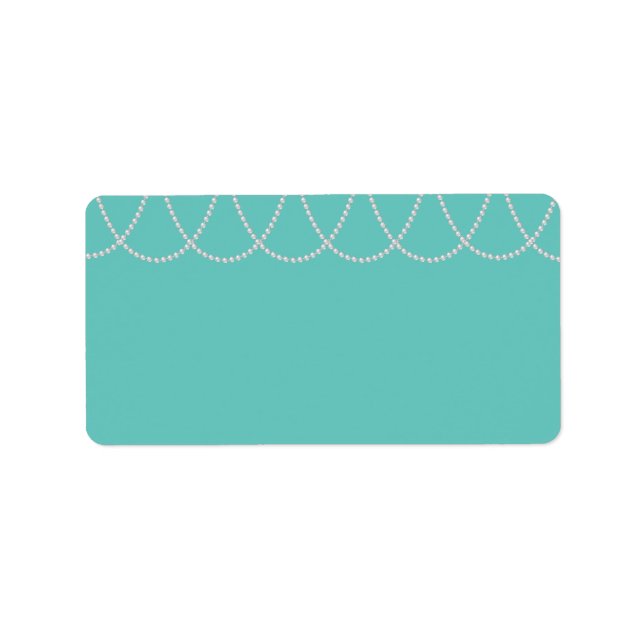 Turquoise and Pearls Bridal Shower Address Label (Front)