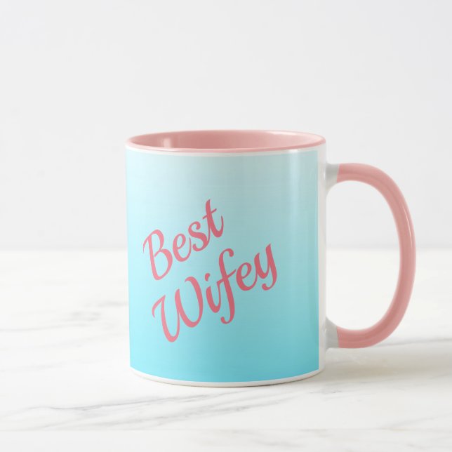 Turquoise and Pink Best Wifey Mug (Right)