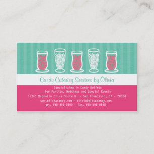 Turquoise and Pink Candy Catering Business Card