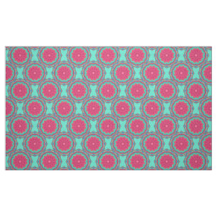 Turquoise and Pink  Medallion Pattern Fabric