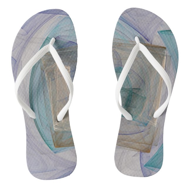 Turquoise and Purple Abstract Flip Flops (Footbed)