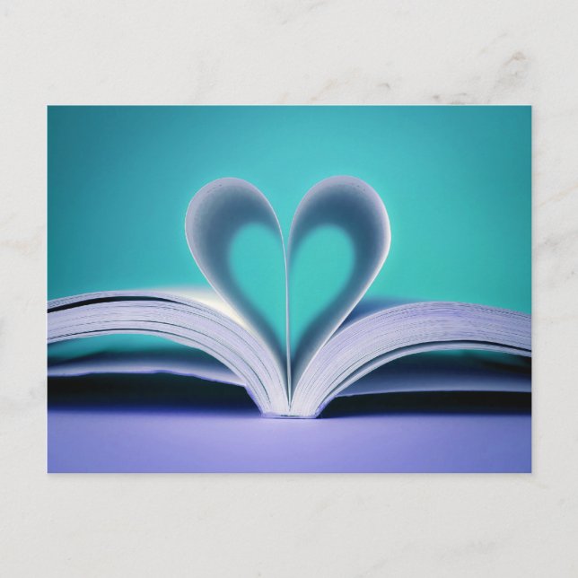 Turquoise and Purple Book Heart photograph Postcard (Front)