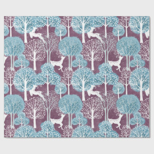 Turquoise and Purple Deer Village Holiday  Wrapping Paper