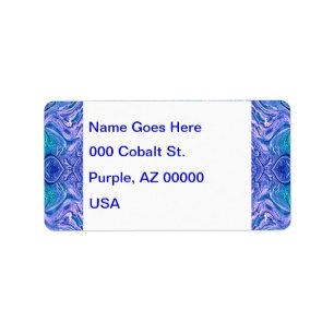 Turquoise and Purple Glass Abstract Label