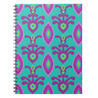 Turquoise and Purple Ikat Design Notebook