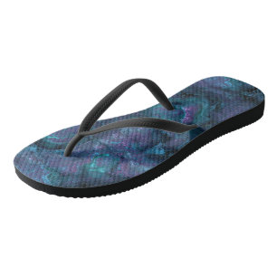 Turquoise and Purple Marble Abstract Flip Flops