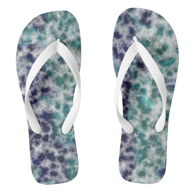 Turquoise and Purple marble abstract   Flip Flops (Footbed)
