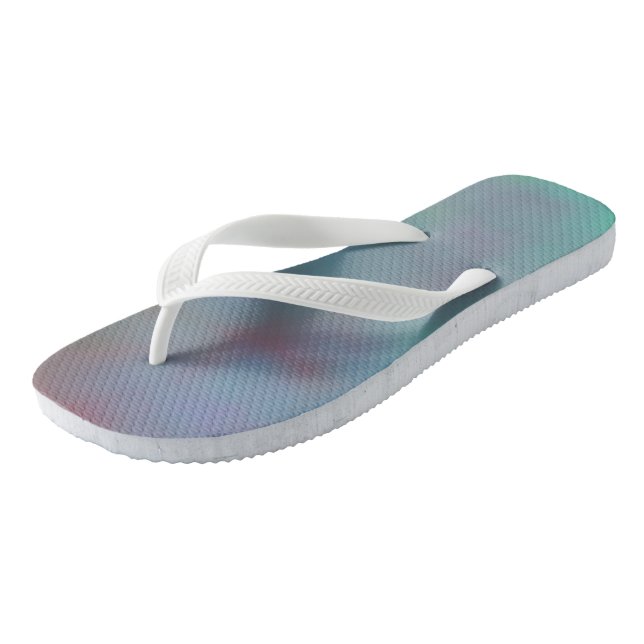 Turquoise and Purple MArbled Cloud abstract Flip Flops (Angled)