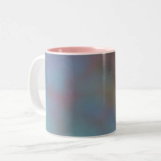 Turquoise and Purple MArbled Cloud abstract Two-Tone Coffee Mug (Front Left)