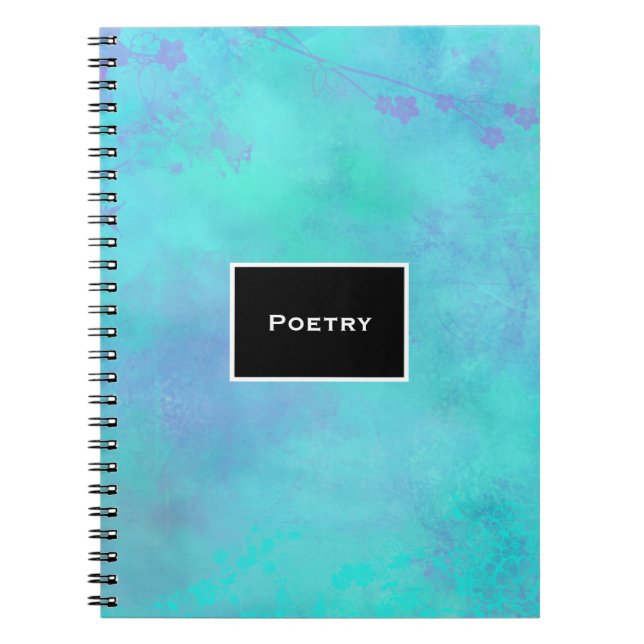 Turquoise and Purple Misty Ethereal Abstract Notebook (Front)