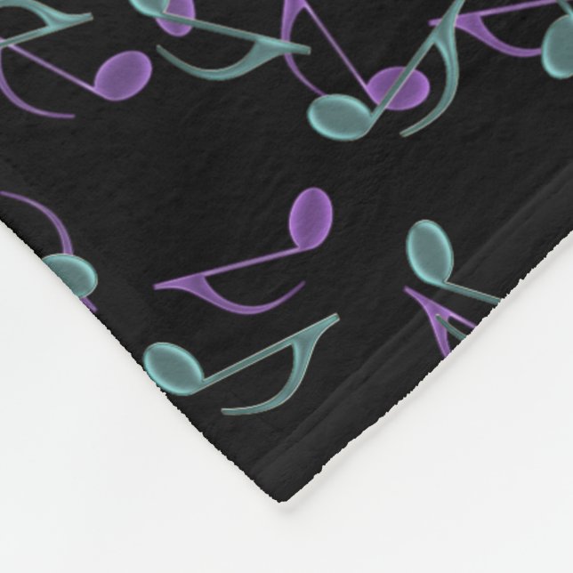Turquoise and Purple Music Notes Fleece Blanket (Corner)