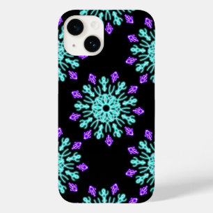 Turquoise and purple neon flower Case-Mate iPhone 14 case
