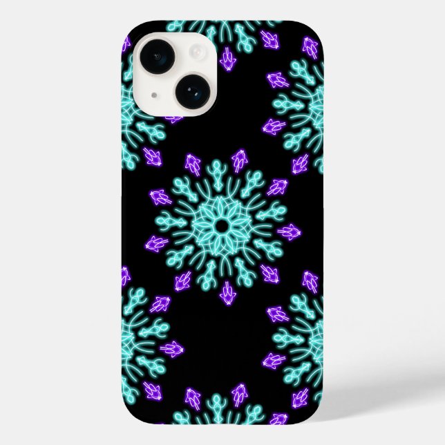 Turquoise and purple neon flower Case-Mate iPhone case (Back)