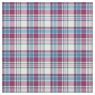 Turquoise and Purple Plaid Pattern Fabric