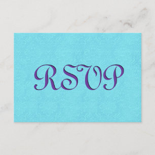 Turquoise and Purple RSVP Vintage Damask Wedding Card
