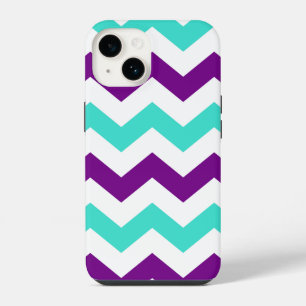 Turquoise and Purple Zigzag iPhone 14 Case