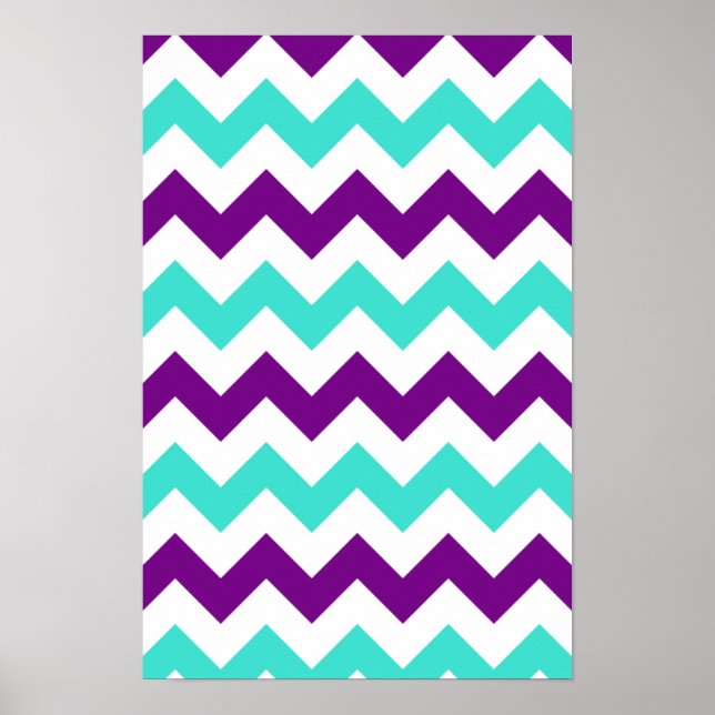 Turquoise and Purple Zigzag Poster (Front)