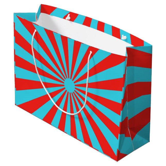 Turquoise and Red Stripes Pattern Stripped Lines Large Gift Bag (Back Angled)