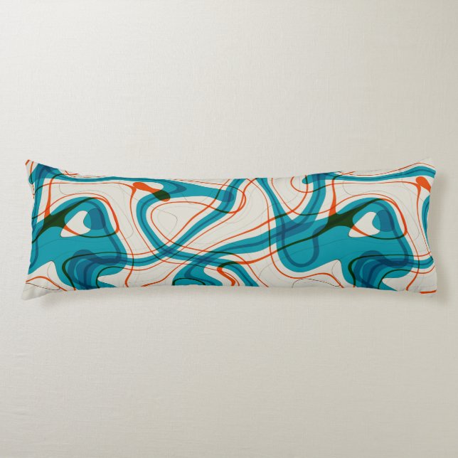 Turquoise and Red Swirls Body Cushion (Front)