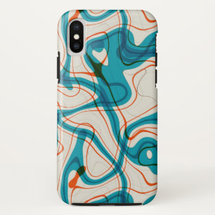 Turquoise and Red Swirls iPhone XS Case