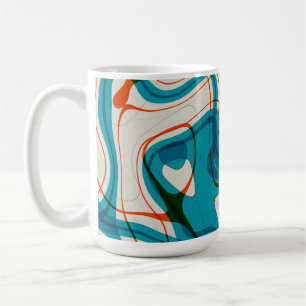 Turquoise and Red Swirls Coffee Mug
