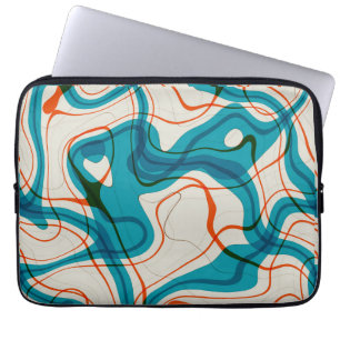 Turquoise and Red Swirls Laptop Sleeve