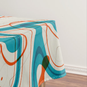 Turquoise and Red Swirls Tablecloth